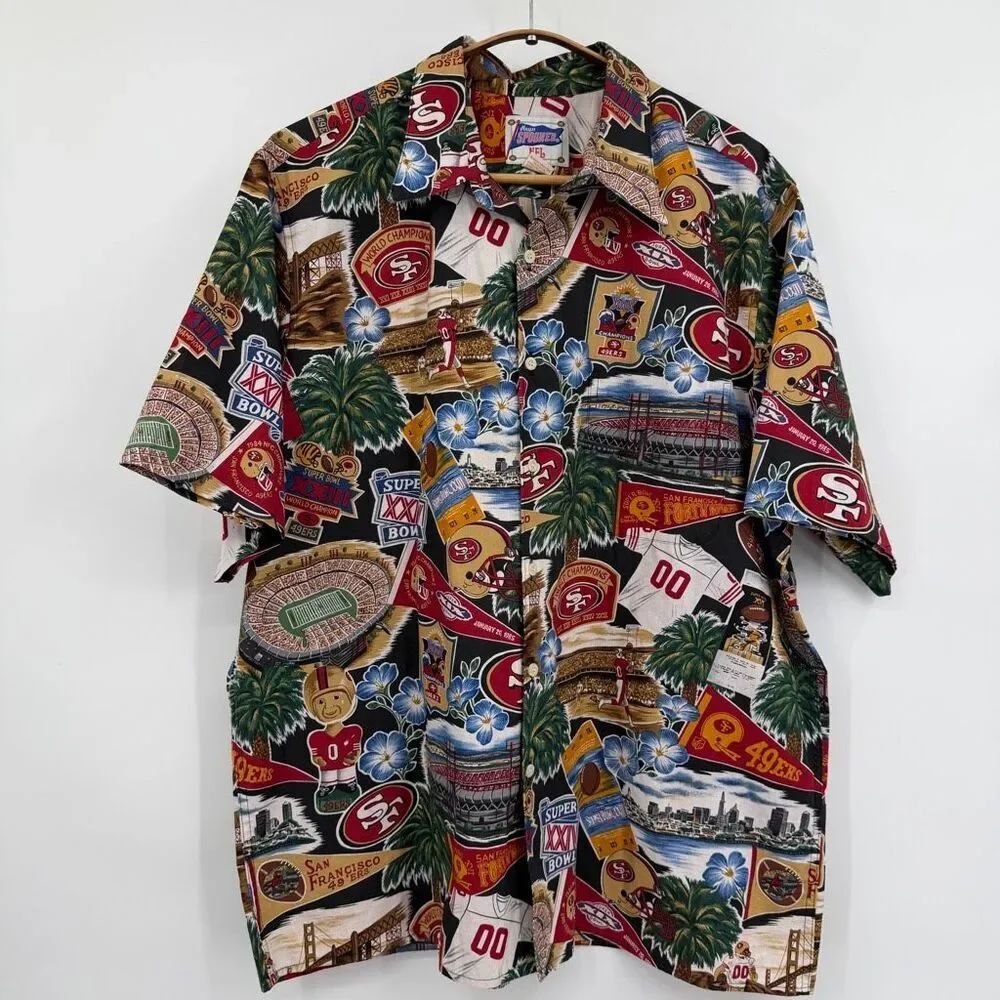 Reyn Spooner NFL San Francisco 49ers Hawaiian Aloha Shirt USA Cotton Sz L